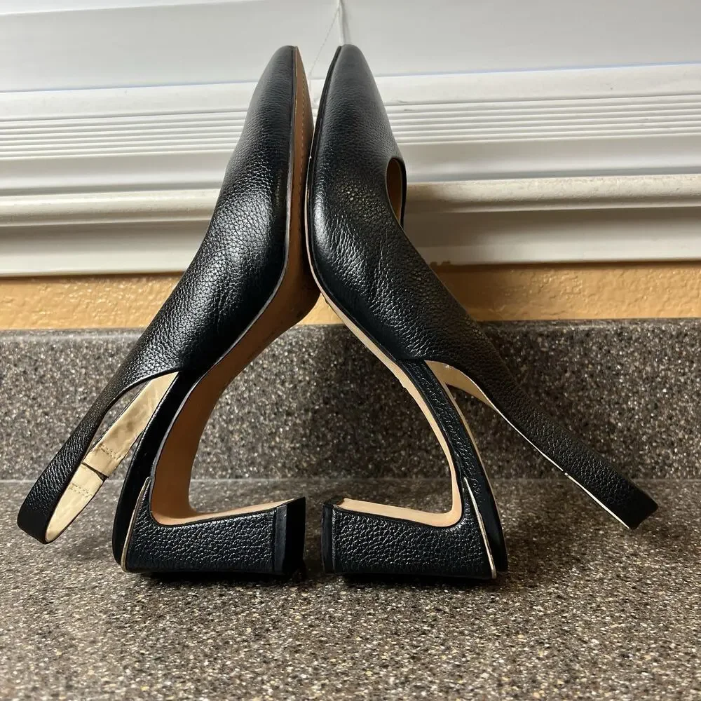 Vince Camuto Women's Size 10 M Black Leather Pump Slip On Sling Back Pointed Toe